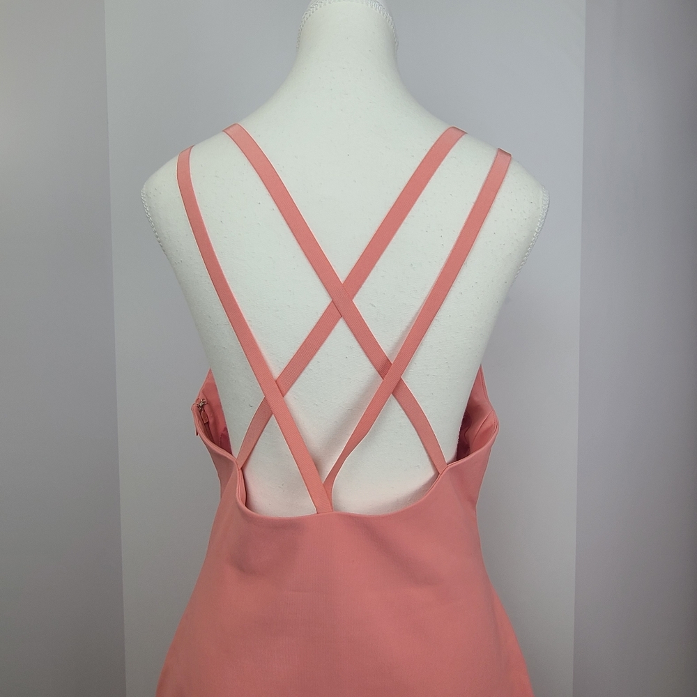 Elizabeth & James pink strappy v-neck midi pastel NWOT dress, sz 12 (PTP 16.5") - Picture 4 of 8